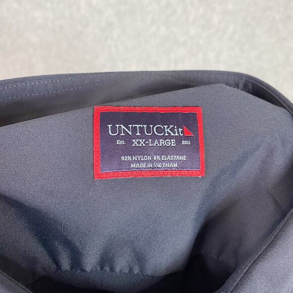 UNTUCKit Shirt Mens XXL Black Gironde Short Sleeve Nylon Button Up 2XL - Picture 6 of 7
